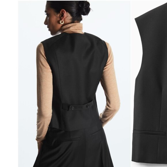 COS Cropped Single-Breasted Waistcoat sz 6 - Picture 3 of 10